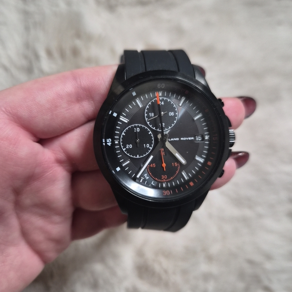 Land Rover Watch Black Silicone Band Sporty Luxury Solar Powered Quiet Luxury ✨️